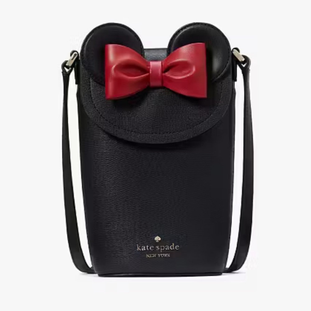 disney x kate spade new york minnie mouse crossbody black red bow - Picture 1 of 5